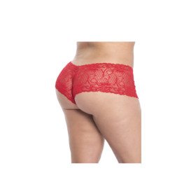 Shorty en dentelle rouge grande taille 